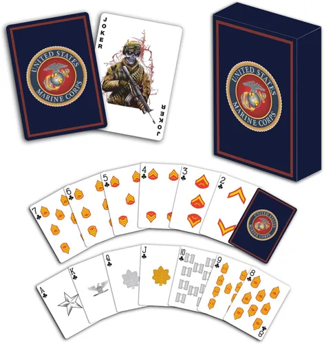 Vista 10 de Military Gift Shop Cartas de jugar con bandera estadounidense azul - Gráficos patrióticos - Calidad premium - Regalos para veteranos para hombres