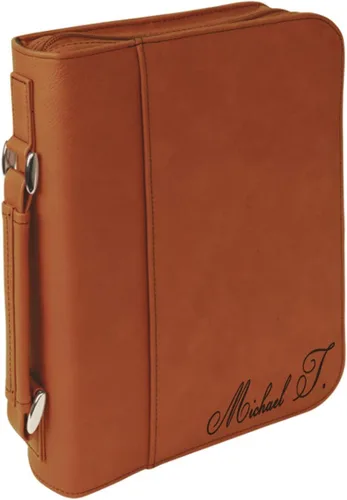 Vista 7 de Funda de libro de piel sintética personalizada con asa y cremallera Funda personalizada para libro/Biblia Grabado láser personalizado