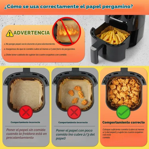 Vista 7 de BYKITCHEN 120 forros pequeños para freidora de aire de 5.5 pulgadas