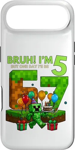 Vista 27 de Bruh I'm 5 But One-Day I'll Be 67 Retro 5th Birthday Kids Case for iPhone 17