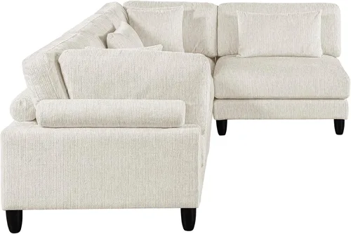 Vista 9 de Lexicon Sofá modular de 120 pulgadas, sofá modular de microfibra de gran tamaño de 4 plazas en forma de L, 6 almohadas decorativas y arreglo Beige