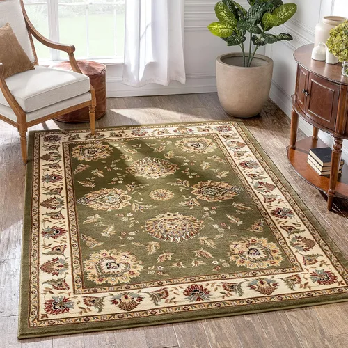 Vista 16 de Well Woven Alfombra de área oriental roja de Sultan Sarouk con diseño floral persa, formal, tradicional, fácil de limpiar, resistente a las manchas