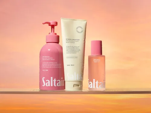 Vista 7 de Saltair KP Exfoliante corporal. Tratamiento de ácido glicólico al 10% con arena volcánica y hidratantes vegetales. Exfoliante físico químico sin