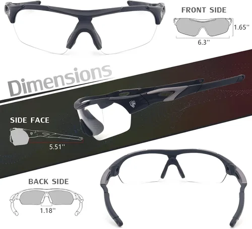 Vista 6 de UKNOW Lentes de sol fotocromáticos para hombres y mujeres, lentes de transición con lente de visión nocturna, gafas de sol deportivas para ciclismo