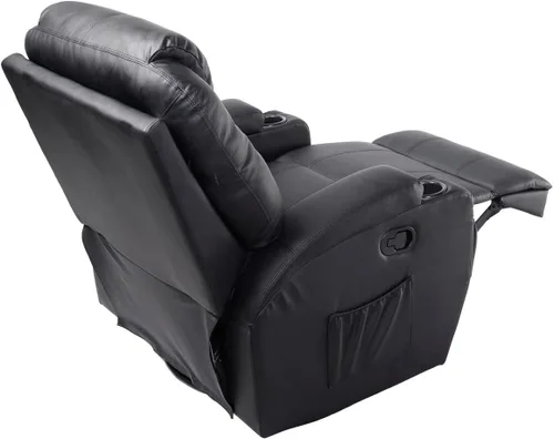 Vista 7 de GHP Negro Robusto Asientos Ergonómicos Masaje Reclinable Sofá Silla Salón Calentado w Control