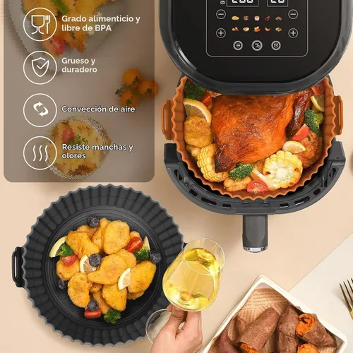 Vista 5 de Beauty - Paquete de 3 forros para freidora de aire, olla de silicona de 8 pulgadas, reutilizable de grado alimenticio, accesorios para cestas