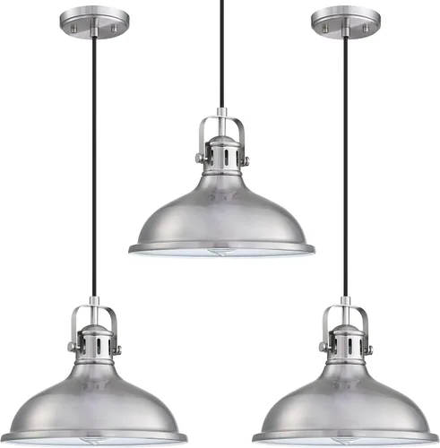 Vista 6 de 12" Brushed Nickel Dome Replacement Shade Metal Farmhouse Pendant Light 2 Pack E26 Base