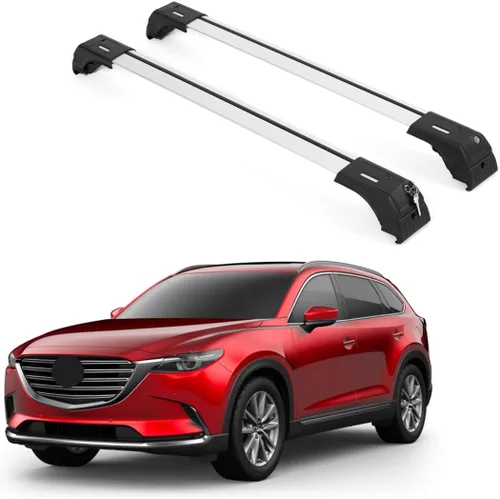 Vista 23 de ERKUL Barras Transversales de Techo para Mazda CX9 CX-9 2016-2023 Barras Transversales de Aluminio con Cierre Antirrobo para Techo Compatible