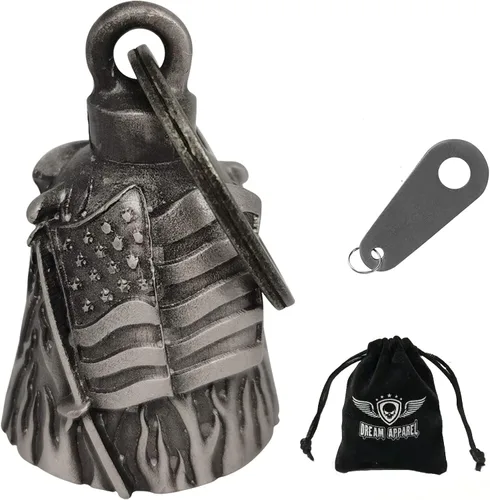 Vista 48 de Dream Apparel Campanas de motocicleta para motociclistas, accesorios de campanas pesadas y llavero para la suerte