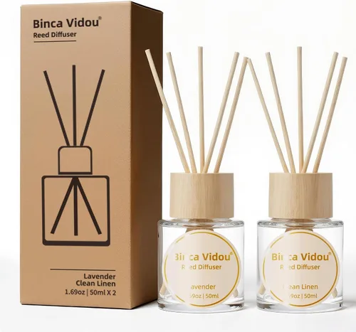 Vista 10 de binca vidou - Juego de difusores de aceite de aroma natural de lavanda y jazmín con varillas para decoración de aromaterapia en casa, oficina, baño