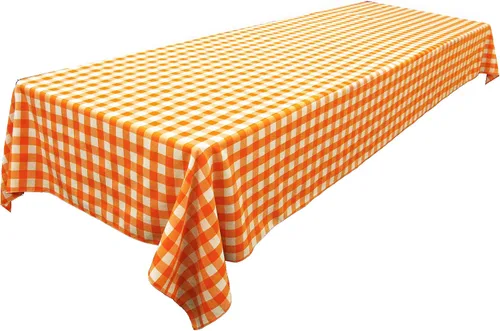 Vista 12 de LA Linen Mantel rectangular de poliéster Gingham a cuadros 60 por 84 pulgadas, blanco y verde oscuro