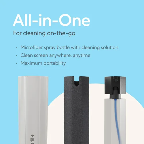 Vista 2 de Paperlike® Kit de limpieza todo en uno, botella de spray de microfibra recargable y solución de limpieza + 5 tabletas de recambio, seguro para iPad