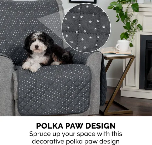 Vista 6 de Furhaven - Funda para muebles de sala de estar para perros y gatos, protector reversible con estampado de patas, resistente al agua, lavable