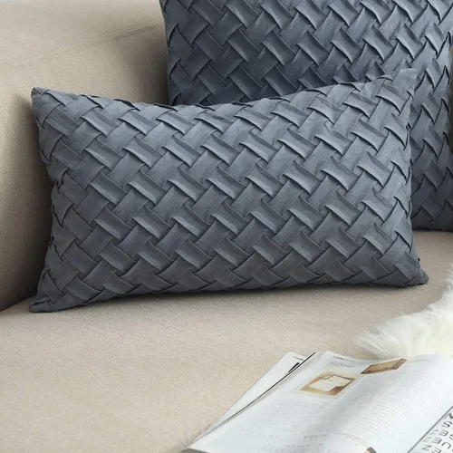 Vista 8 de vctops Funda de Almohada Decorativa con Patrón de Tejido de Canasta Boho, Gamuza Súper Suave, Funda de Cojín de Acento Cuadrada Sólida para Sillón
