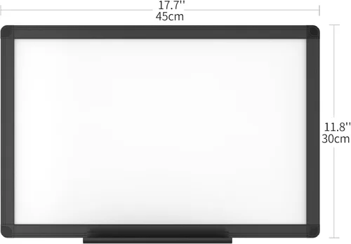 Vista 2 de VIZ-PRO Pizarra blanca magnética/pizarra de borrado en seco con marco de aluminio negro, 18 x 12 pulgadas, incluye 1 borrador, 2 marcadores y 4