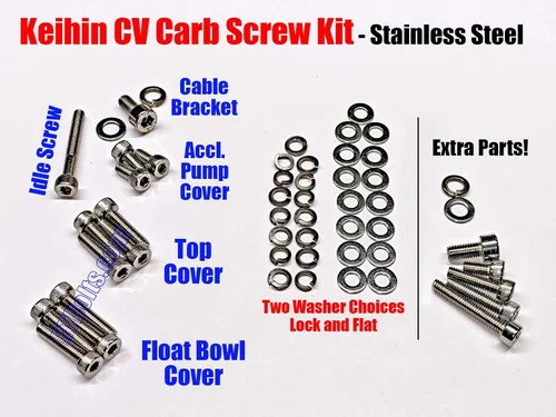 Vista 2 de Tornillos o pernos de carbohidratos Keihin CV • Harley Softails Sportsters Dynas Glides Road Kings