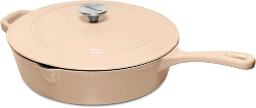 Vista 7 de Cuisinart Freidora de pollo de hierro fundido de 12 pulgadas con tapa, capacidad de 4.5 cuartos de galón, interior esmaltado de porcelana, apta