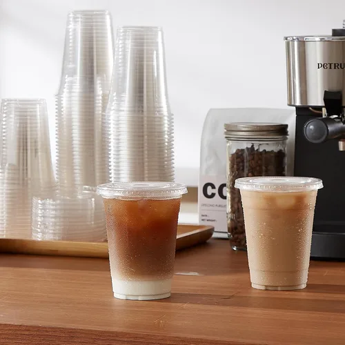 Vista 8 de Paquete de 100 vasos de plástico transparente de 16 onzas con tapas y pajitas, tazas desechables para café helado para llevar, vasos resistentes