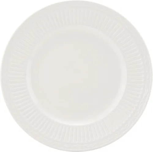 Vista 3 de Mikasa Italian Countryside - Juego de vajilla de 16 piezas, porcelana blanca clásica con bandas acanaladas, servicio para 4 platos llanos, platos