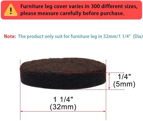 Vista 2 de uxcell 36 almohadillas redondas para muebles, 1 1/4 pulgadas, autoadhesivas, antideslizantes, antiarañazos, fieltro, protector de pisos, marrón