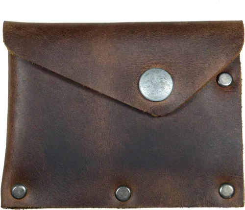 Vista 2 de Hide & Drink, Tarjetero remachado de cuero con broche de presión, billetera de efectivo, organizador de estuche de viaje, accesorios, hecho a mano