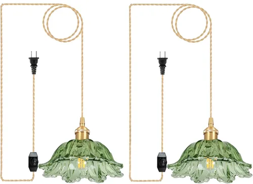 Vista 15 de Luminarias de Lámpara Colgante, Lámpara Colgante con Enchufe de Cristal de 6.6 Pulgadas, Lámpara Colgante de Cristal, Iluminación Colgante E26