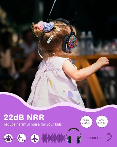 Vista 2 de ZOHAN Orejeras para niños, paquete de 2 unidades, unicornio+Música