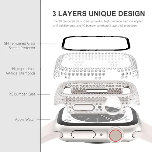 Vista 81 de Surace Bling - Carcasa con protector de pantalla para Apple Watch Series 3, 2, 1 de 1.496 pulgadas