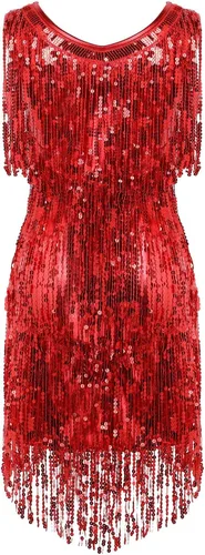 Vista 5 de Vestido de baile latino para mujer, con borlas y lentejuelas, vestido de baile de tango