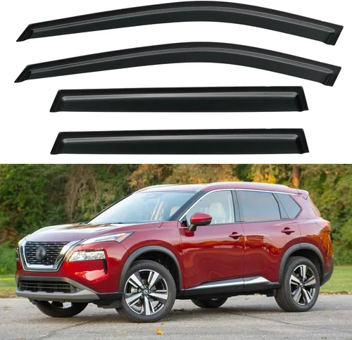 Vista 71 de YQAUTEC - Viseras para ventana, protectores contra la lluvia, compatibles con Subaru WRX 2015-2021, deflectores de viento para ventanas, viseras