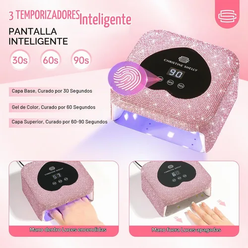 Vista 4 de Luz UV para uñas de gel, 48 W, mini lámpara de uñas UV enchufable