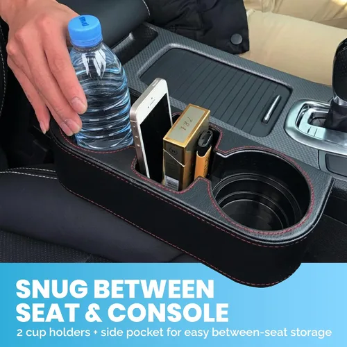 Vista 7 de Portavasos de automóvil, portavasos para asiento delantero automático, cubierta de piel sintética, soporte para bebidas, organizador de relleno