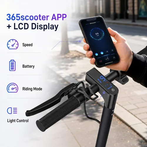 Vista 7 de Scooter eléctrico para adultos con motor de 350 W, 21 Mi, 19 MPH Black-Red