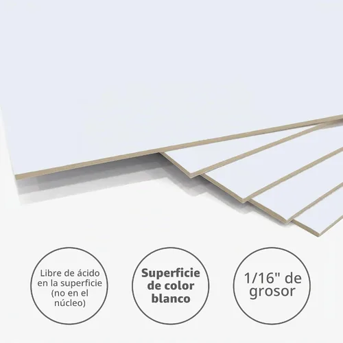 Vista 4 de Paquete de 10 tableros de respaldo solamente – Tablas de base blancas sin cortar de 11 x 14 pulgadas, sin ácidos y con núcleo blanco, ideal