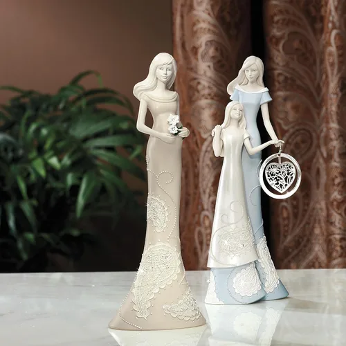 Vista 5 de Pavilion Gift Company Figura de madre esperada, 8 pulgadas, sosteniendo flores