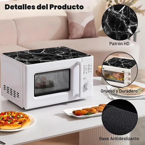 Vista 4 de Tapete para microondas, protector antideslizante resistente al calor, protector de mostrador, tapete impermeable y borrable sin lavado para Negro
