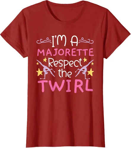 Vista 17 de Camiseta con texto en inglés "I A Majorette Respect The Twirl Baton Twirling", Negro