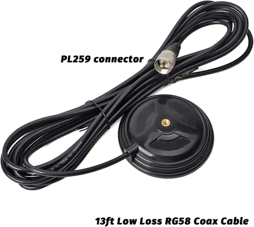 Vista 4 de TWAYRDIO Antena de doble banda para radio bidireccional Ham, 144/430MHz VHF UHF Antena de radio móvil para coche Kit completo con montaje magnético