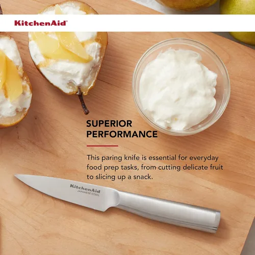 Vista 3 de KitchenAid Cuchillo de pelar gourmet de acero inoxidable forjado con cubierta de hoja de ajuste personalizado, 3.5 pulgadas, cuchillo de cocina