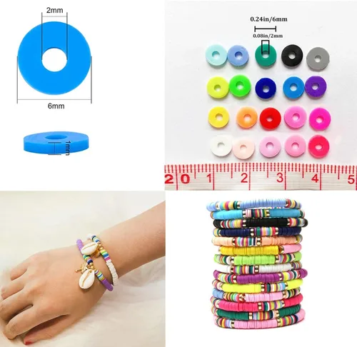 Vista 2 de 3000 cuentas redondas planas de polímero de vinilo Heishi cuentas de arcilla polimérica para hacer joyas, collares, pulseras y aretes (01-blanco)