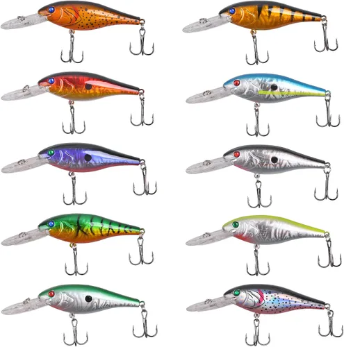 Vista 9 de Kit de señuelos de pesca, juego de cebos duros, pececillos, cebos de baño, lápiz de pesca artificial, kit de cebo de pesca para lubina, trucha