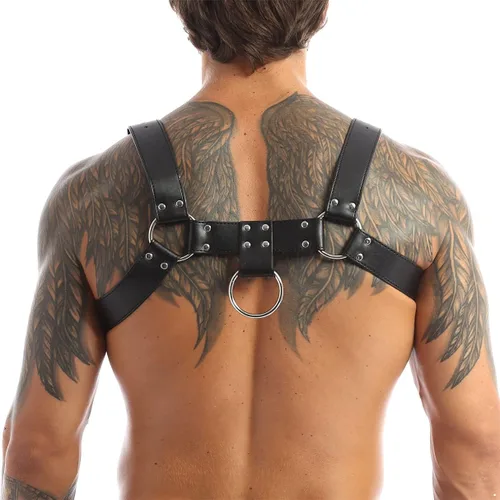 Vista 5 de YiZYiF Arnés de cuero ajustable para hombre con hebillas elegantes