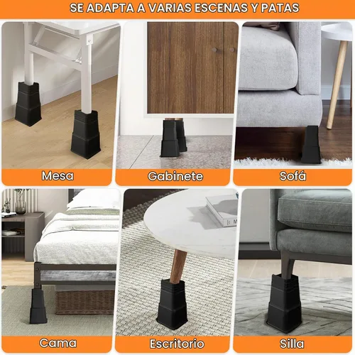 Vista 6 de shouwuhho Elevadores de cama de 12 pulgadas para trabajo pesado, elevadores de muebles de gran tamaño que soportan hasta 6,000 libras para sofá
