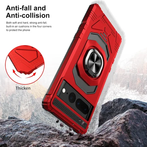 Vista 5 de Ailiber Funda para teléfono Google Pixel 6A, funda Pixel 6A con protector de pantalla, soporte de anillo para montaje magnético de automóvil