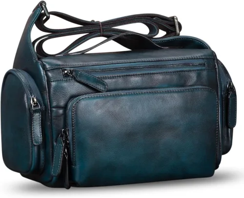 Vista 2 de IVTG Bolso de mensajero de cuero genuino para hombre, bolso cruzado para el hombro, mochila informal para el trabajo, negocios