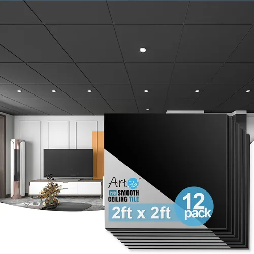 Vista 10 de Art3d Paquete de 24 azulejos de techo lisos, no se hunden ni se rompen