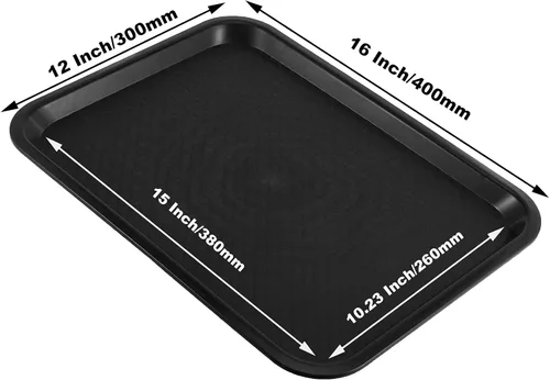 Vista 2 de SHEUTSAN 8 paquetes de bandejas de plástico de 16 x 12 pulgadas para comida rápida, bandejas rectangulares antideslizantes para servicio