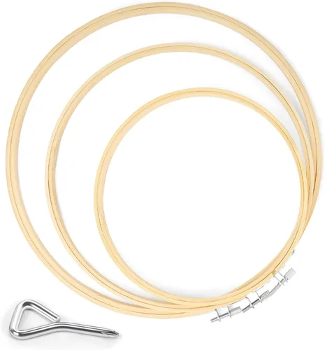 Vista 12 de Caydo - Aro de bordado de 3 piezas con herramienta de tornillo de metal, 6 pulgadas Aros de bordado de bambú para bordar y coser, aro de punto
