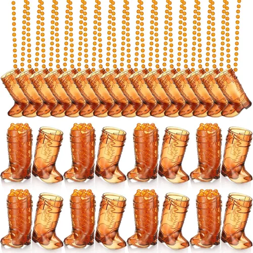 Vista 13 de Sieral 12 Piezas de Vasos de Chupito de Bota en Collar con Cuentas, Collar de Vaso de Chupito de Vaquera de Plástico, Collar de Vaso de Chupito