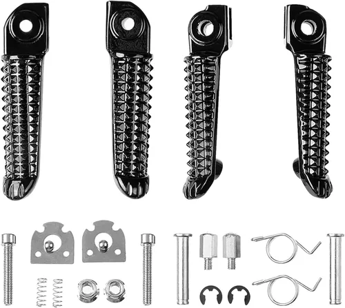 Vista 5 de Reposapiés delantero y trasero de motocicleta para Yamaha YZF R1 '98-2019, R6 '03-2020 (delantero+trasero, negro)
